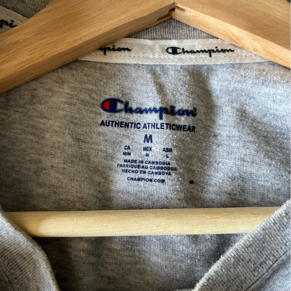 Gray Champion Logo Long Crop Crewneck Short Sleeve Tee Loose Fit Medium - Picture 4 of 4